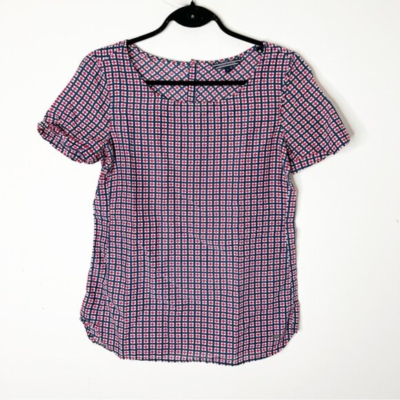 Tommy Hilfiger Women's Blouse short sleeve Square neck Geometric Print Size US 4 - Picture 4 of 14